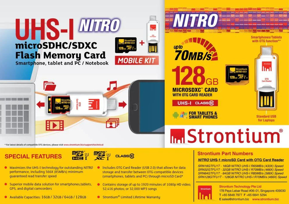 Strontium 32GB UHS-I MicroSD Card w/ OTG Adapter SRN32GTFU1T - LX2001 - Homewares, Outdoor, Phone Accessories, Cases, Speakers, Headphones + More -