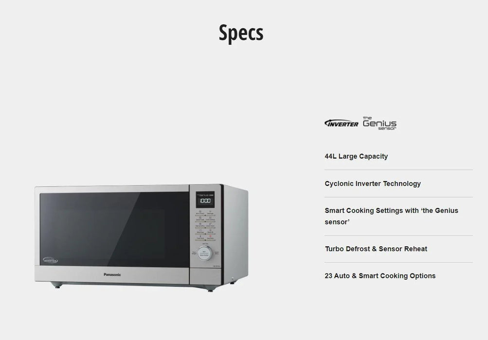 Panasonic 44L 1100W Microwave Oven with Cyclonic Inverter NN-SD79LSQPQ - LX2001 - Homewares, Outdoor, Phone Accessories, Cases, Speakers, Headphones + More -