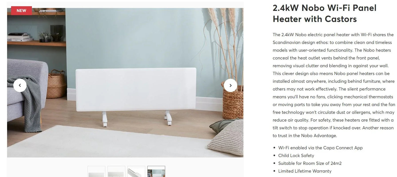 Nobo Wi-Fi WiFi Slimline Panel Heater + Castors 2400W - LX2001 - Homewares, Outdoor, Phone Accessories, Cases, Speakers, Headphones + More -