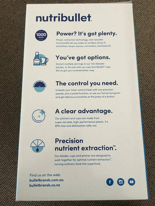 NutriBullet Nutri Bullet 1000W Nutritional Extractor Blender NBF07500-1008DG - LX2001 - Homewares, Outdoor, Phone Accessories, Cases, Speakers, Headphones + More -