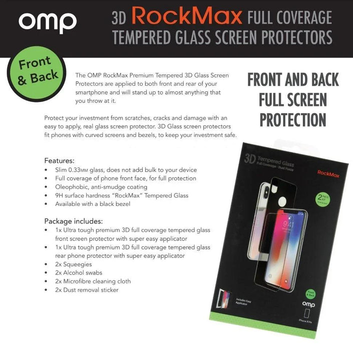OMP iPhone 8 Plus RockMax Premium Tempered 3D Front Back Glass Screen Protectors M9986K - LX2001 - Homewares, Outdoor, Phone Accessories, Cases, Speakers, Headphones + More -