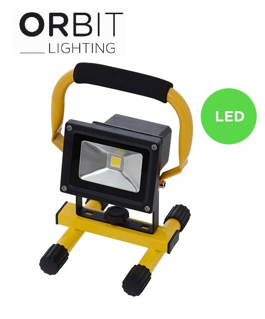 Orbit Lighting LED Rechargeable Work Light 10W Watt Black Yellow OM10R