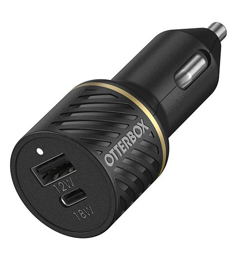 Otterbox 18W PD USB-C & 12W USB-A Fast Charge Dual Car Charger - Black Shimmer 78-52545 840104211939