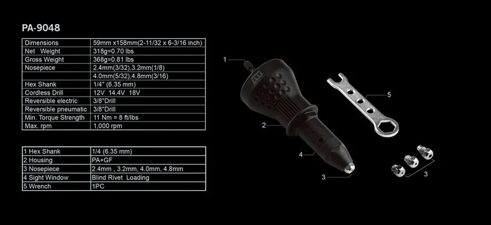 M7 Riveter Adaptor 3/16" - LX2001 - Homewares, Outdoor, Phone Accessories, Cases, Speakers, Headphones + More -