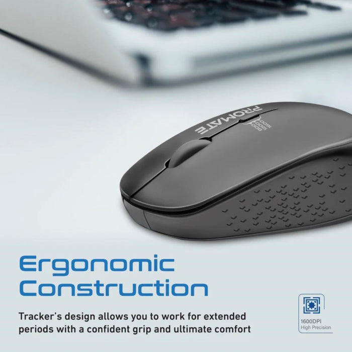 PROMATE 1600dpi Ergonomic Wireless Mouse - Black