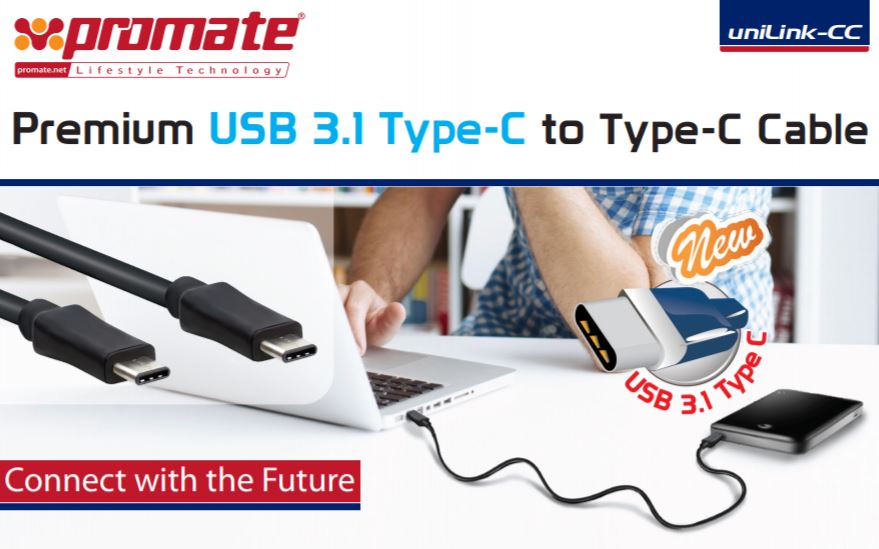 PROMATE 1M USB3.1 Type-C to Type-C UNILINK-CC.BLK 5