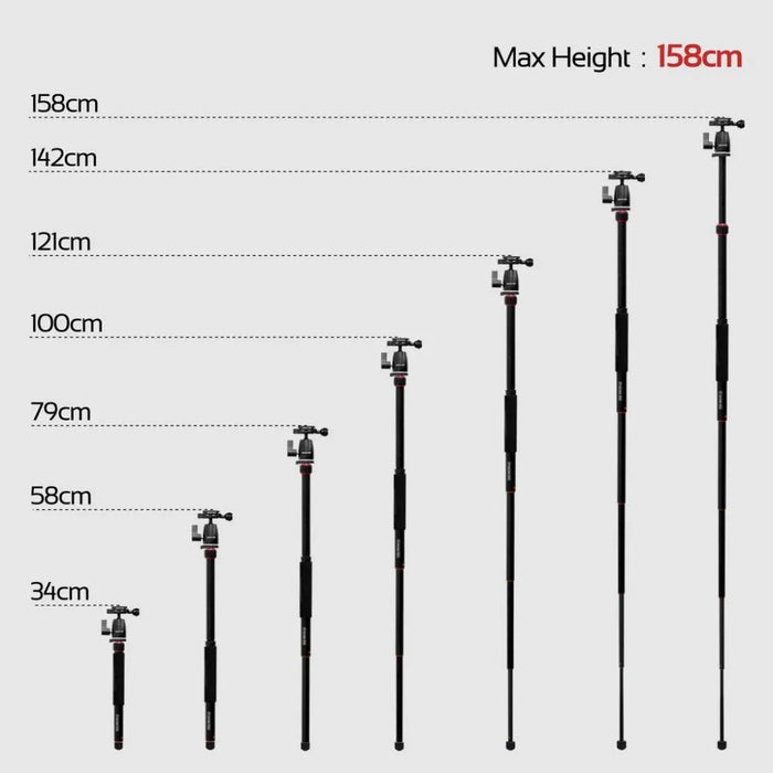 PROMATE 3-Way, 5-Section Precision Head Tripod 42 - 153cm Height adjustment - LX2001 - Homewares, Outdoor, Phone Accessories, Cases, Speakers, Headphones + More -