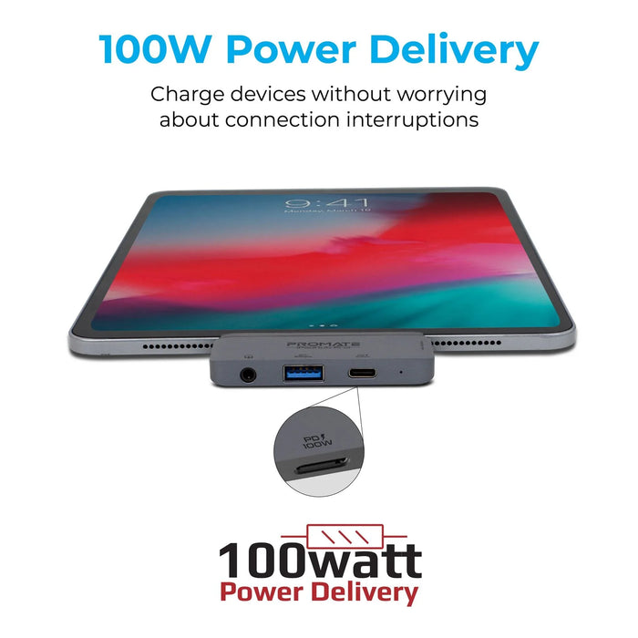 PROMATE 4-In-1 Multimedia Multi-Port Hub w/ USB-C Connector - Grey PADHUB-PRO.GRY - LX2001 - Homewares, Outdoor, Phone Accessories, Cases, Speakers, Headphones + More -