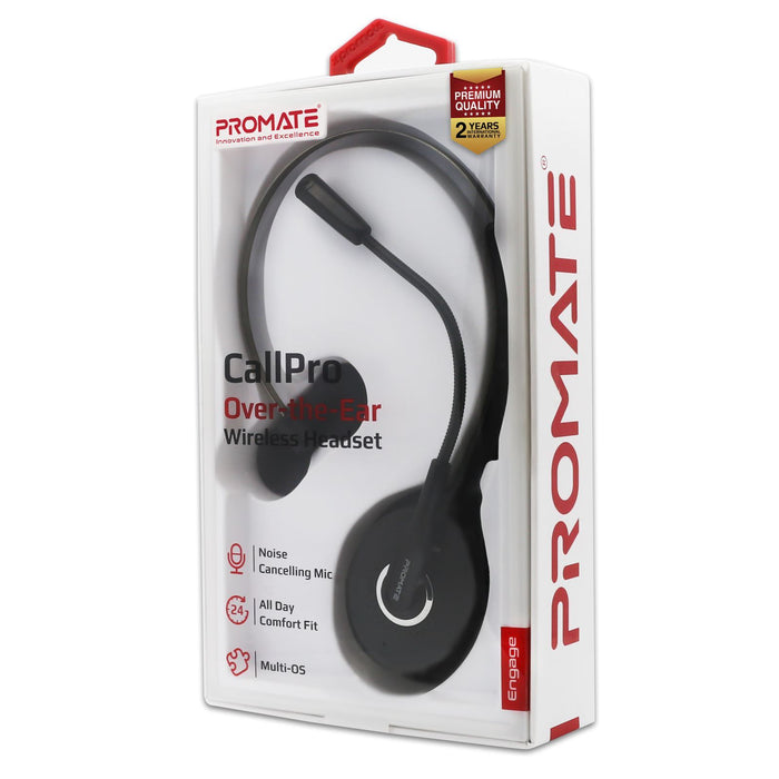 PROMATE Over Ear Mono Bluetooth Headset w/ HD Voice Clarity ENGAGE.BLK