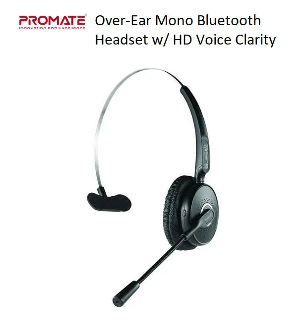 PROMATE Over Ear Mono Bluetooth Headset w/ HD Voice Clarity ENGAGE.BLK - LX2001 - Homewares, Outdoor, Phone Accessories, Cases, Speakers, Headphones + More -