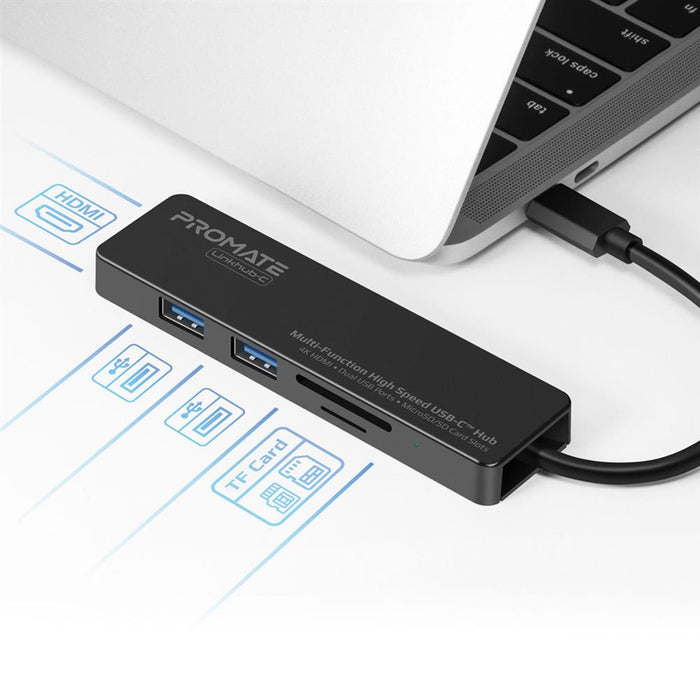 PROMATE USB-C Hub 4K HDMI w/ 2x USB-A Ports - Grey LINKHUB-C.GRY