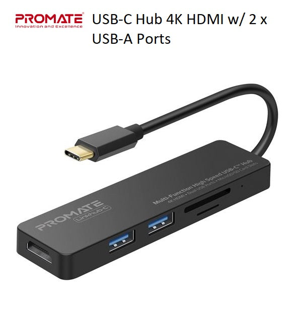 PROMATE USB-C Hub 4K HDMI w/ 2x USB-A Ports - Grey LINKHUB-C.GRY