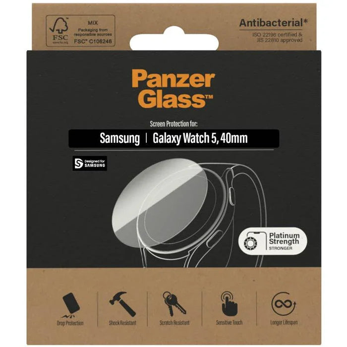 PanzerGlass Antibacterial Screen Protector for Samsung Galaxy Watch 5 (40mm) - LX2001 - Homewares, Outdoor, Phone Accessories, Cases, Speakers, Headphones + More -