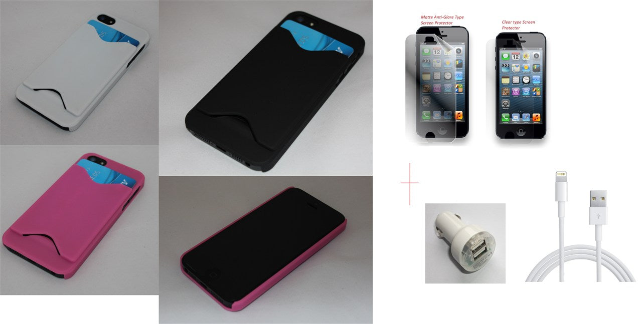 iPhone 5 Card Holder Case Charger USB PC Cable