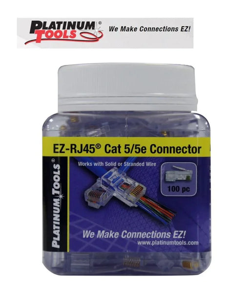 Platinum Tools Cat5 / Cat5e EZ-RJ45 Plug Connectors - 100pc Jar 202003J - LX2001 - Homewares, Outdoor, Phone Accessories, Cases, Speakers, Headphones + More -