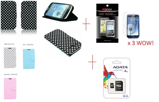 Samsung Galaxy S3 Polka Dot Leather Case 4GB Card - LX2001 - Homewares, Outdoor, Phone Accessories, Cases, Speakers, Headphones + More -