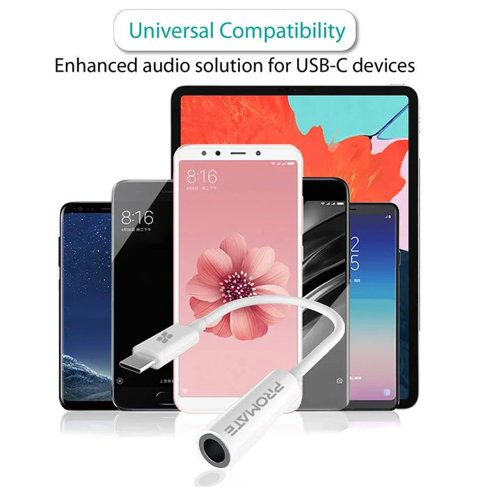 Promate USB-C to 3.5mm AUX Adapter - White AUXLINK-C.WHT - LX2001 - Homewares, Outdoor, Phone Accessories, Cases, Speakers, Headphones + More -