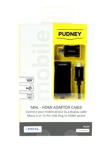 Pudney MHL 2.0 HDTV HDMI Adaptor Adapter Cable - Black P1171 - LX2001 - Homewares, Outdoor, Phone Accessories, Cases, Speakers, Headphones + More -