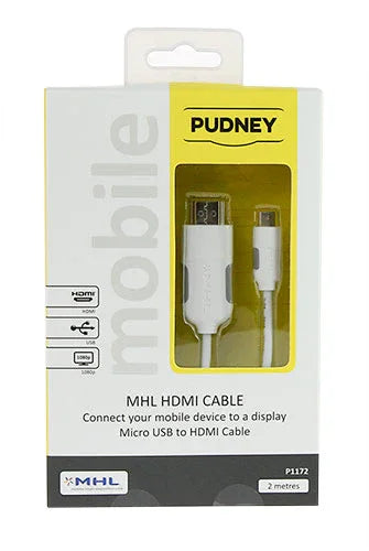 Pudney MHL 2.0 TO HDTV HDMI Cable 2 Meter - White P1172 - LX2001 - Homewares, Outdoor, Phone Accessories, Cases, Speakers, Headphones + More -