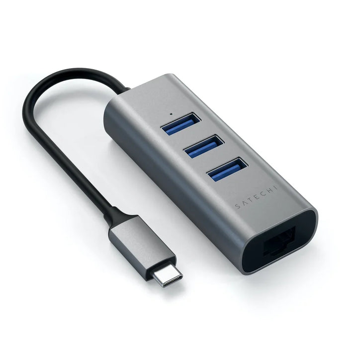 SATECHI TYPE-C 2-in-1 3 Port USB 3.0 Hub & Ethernet Port - Space Grey ST-TC2N1USB31AM 879961007256 - LX2001 - Homewares, Outdoor, Phone Accessories, Cases, Speakers, Headphones + More -