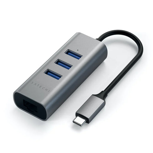 SATECHI TYPE-C 2-in-1 3 Port USB 3.0 Hub & Ethernet Port - Space Grey ST-TC2N1USB31AM 879961007256 - LX2001 - Homewares, Outdoor, Phone Accessories, Cases, Speakers, Headphones + More -