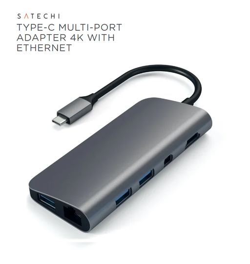 SATECHI Type-C Multimedia Adaptor Hub w/ 4K HDMI + Ethernet Ports - Space Grey ST-TCMM8PAM 879961007317 - LX2001 - Homewares, Outdoor, Phone Accessories, Cases, Speakers, Headphones + More -