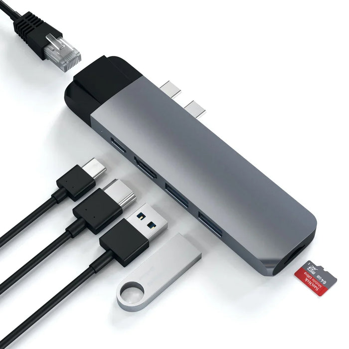 SATECHI Type-C Pro Hub Ethernet & 4K HDMI Ports - Space Grey ST-TCPHEM 879961007331 - LX2001 - Homewares, Outdoor, Phone Accessories, Cases, Speakers, Headphones + More -