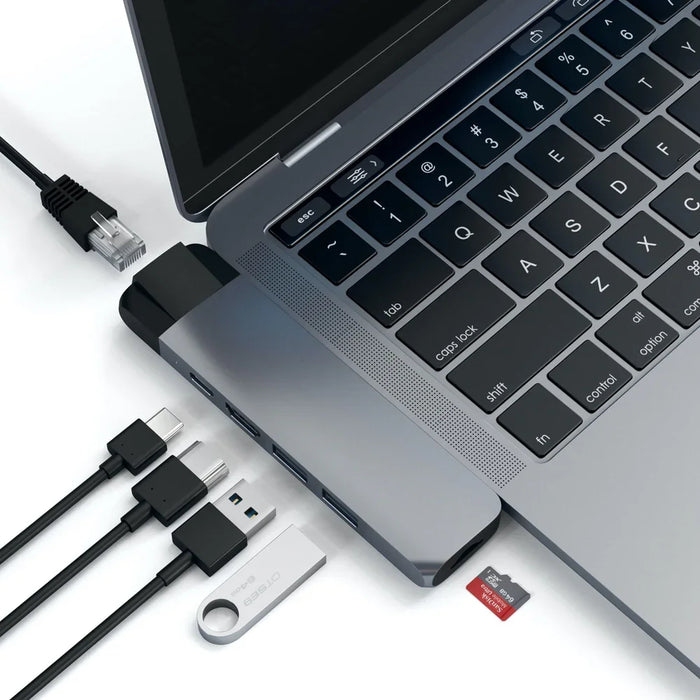 SATECHI Type-C Pro Hub Ethernet & 4K HDMI Ports - Space Grey ST-TCPHEM 879961007331 - LX2001 - Homewares, Outdoor, Phone Accessories, Cases, Speakers, Headphones + More -
