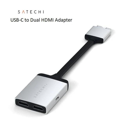 SATECHI USB-C to Dual HDMI Adapter - Silver ST-TCDHAS 879961008345 - LX2001 - Homewares, Outdoor, Phone Accessories, Cases, Speakers, Headphones + More -