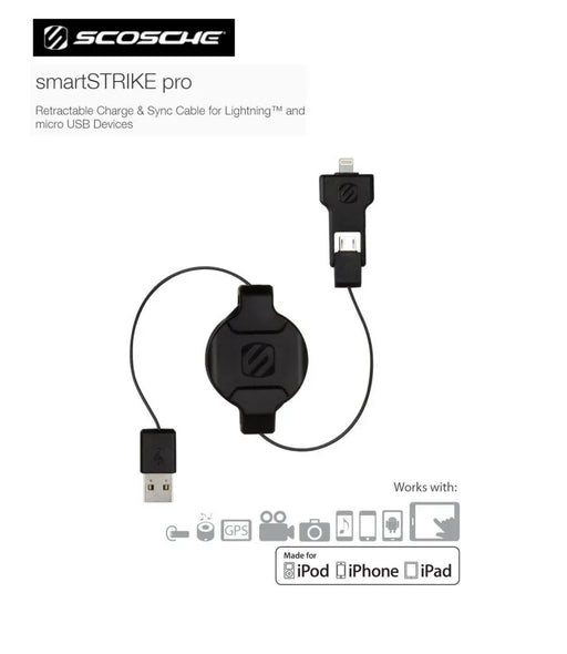 Scosche 2-in-1 micro USB and Lightning Cable BLACK I2MR - LX2001 - Homewares, Outdoor, Phone Accessories, Cases, Speakers, Headphones + More -