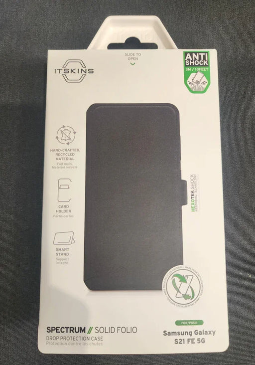 ITSkins Samsung S21 FE Case Spectrum Solid Folio Black - LX2001 - Homewares, Outdoor, Phone Accessories, Cases, Speakers, Headphones + More -