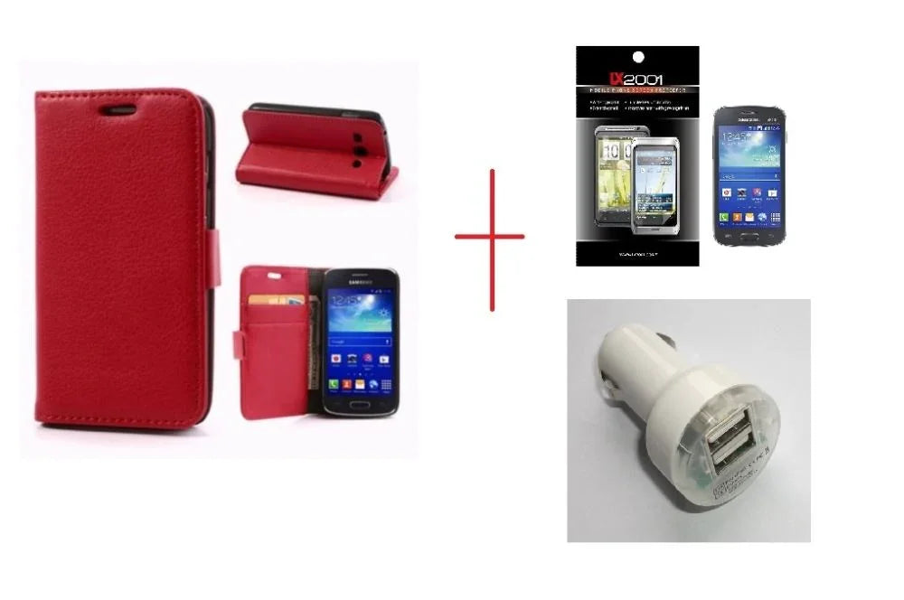 Samsung Galaxy Ace 3 Leather Case + Car Charger SAMACE3WCR - LX2001 - Homewares, Outdoor, Phone Accessories, Cases, Speakers, Headphones + More -
