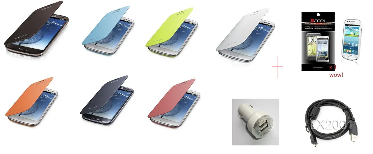 Samsung Galaxy S3 Flip Cover Car Charger PC Cable - LX2001 - Homewares, Outdoor, Phone Accessories, Cases, Speakers, Headphones + More -