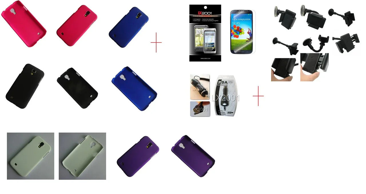 Samsung Galaxy S4 Rubber Hard Case Car Charger Kit Holder - LX2001 - Homewares, Outdoor, Phone Accessories, Cases, Speakers, Headphones + More -