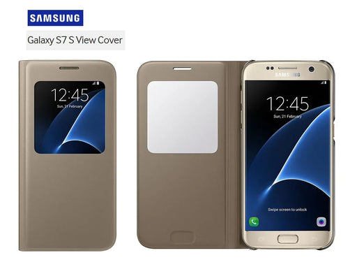 Samsung Galaxy S7 S View Flip Case - Gold EF-CG930PFEGWW - LX2001 - Homewares, Outdoor, Phone Accessories, Cases, Speakers, Headphones + More -