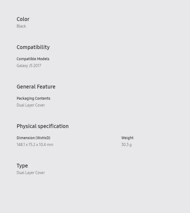 Samsung Galaxy J5 Pro Dual Case - Black EF-PJ530CBEGME - LX2001 - Homewares, Outdoor, Phone Accessories, Cases, Speakers, Headphones + More -