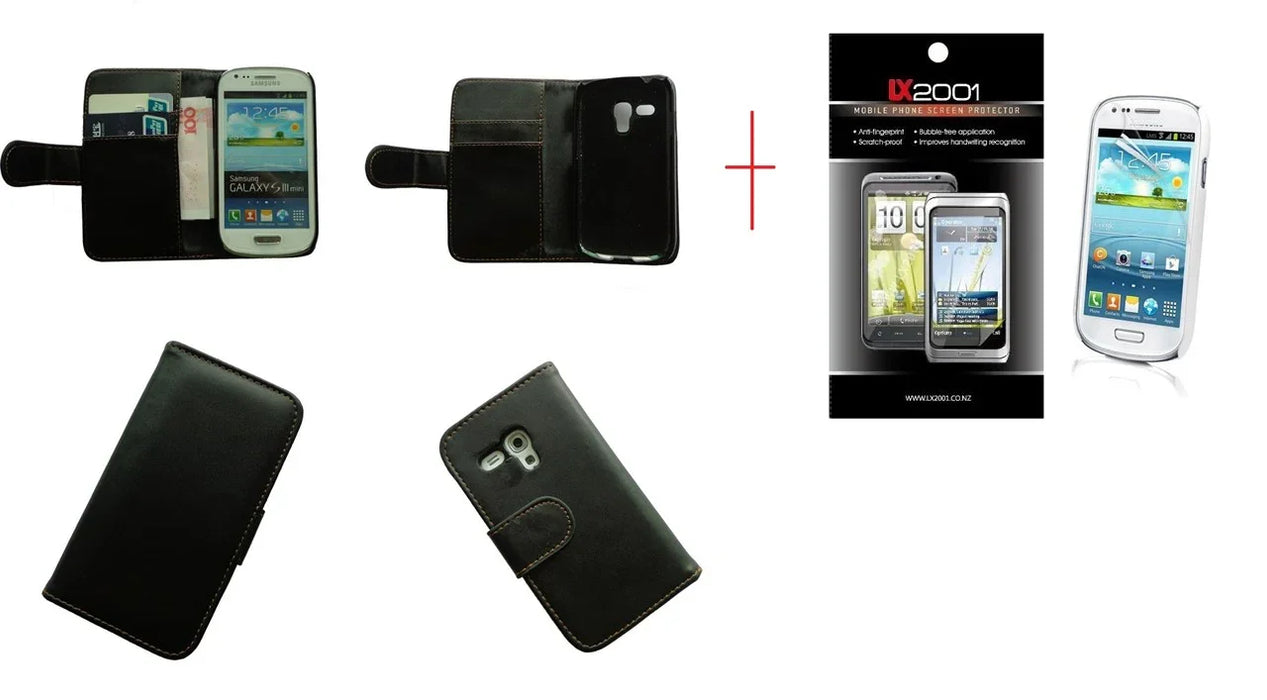 Samsung Galaxy S3 mini I8190 Leather Case + Screen Protector - LX2001 - Homewares, Outdoor, Phone Accessories, Cases, Speakers, Headphones + More -