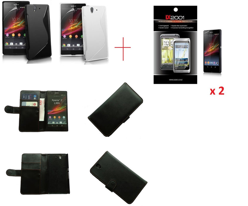 Sony Xperia Z Leather Case + Gel Case + 2 x SP