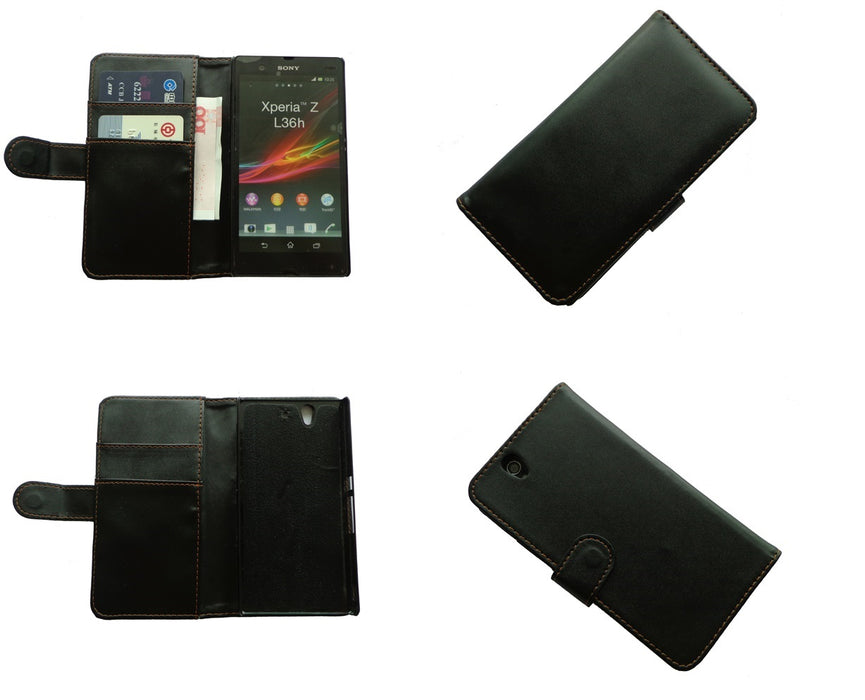 Sony Xperia Z Leather Gel Hard Rubber Case + 3x SP