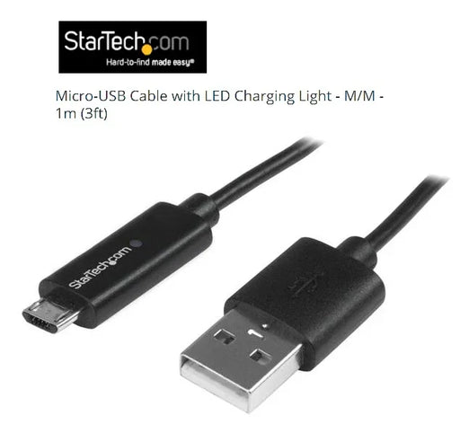 Startech Micro USB LED Charging Light Cable USBAUBL1M - LX2001 - Homewares, Outdoor, Phone Accessories, Cases, Speakers, Headphones + More -