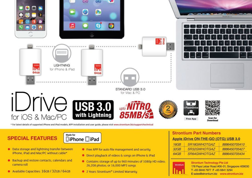 Strontium 16GB iDrive USB 3.0 - 16 GB SR16GWHOTGAZ