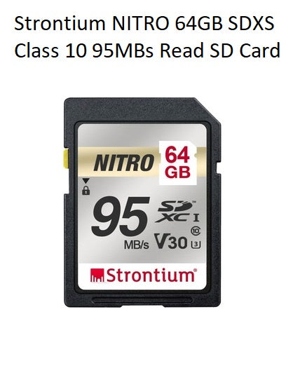 Strontium NITRO 64 GB SDXC - Class 10/UHS-I (U3) - 95 MB/s Read SD Card SRN64GSDU3QR