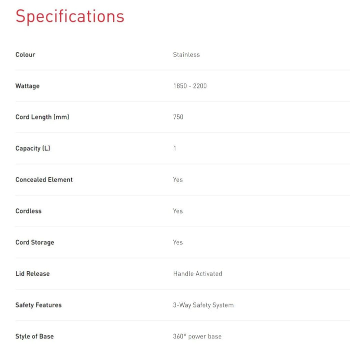 Sunbeam 1L Maestro Kettle KEM1100SS 9311445035788 - LX2001 - Homewares, Outdoor, Phone Accessories, Cases, Speakers, Headphones + More -