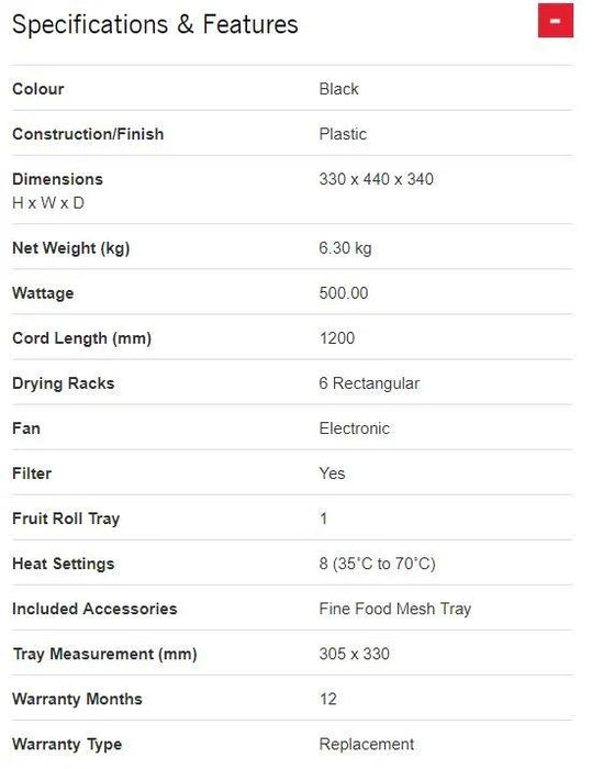 Sunbeam DT6000 Food Lab Electronic Dehydrator 9311445021972 - LX2001 - Homewares, Outdoor, Phone Accessories, Cases, Speakers, Headphones + More -