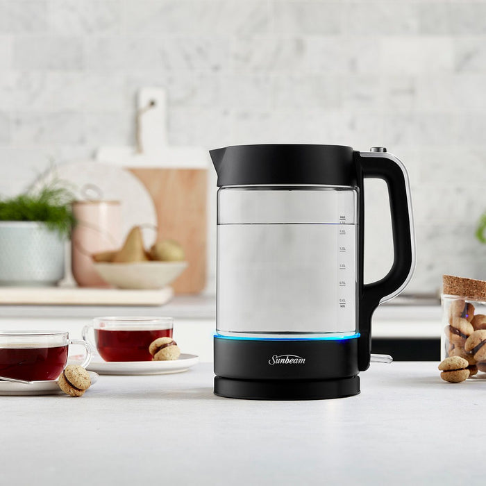 Sunbeam Glass Kettle Dark - Canyon Black KE6450K 9311445035818 - LX2001 - Homewares, Outdoor, Phone Accessories, Cases, Speakers, Headphones + More -