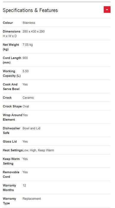 Sunbeam HP5520 SecretChef Slow Cooker 5.5L 9311445016800 - LX2001 - Homewares, Outdoor, Phone Accessories, Cases, Speakers, Headphones + More -