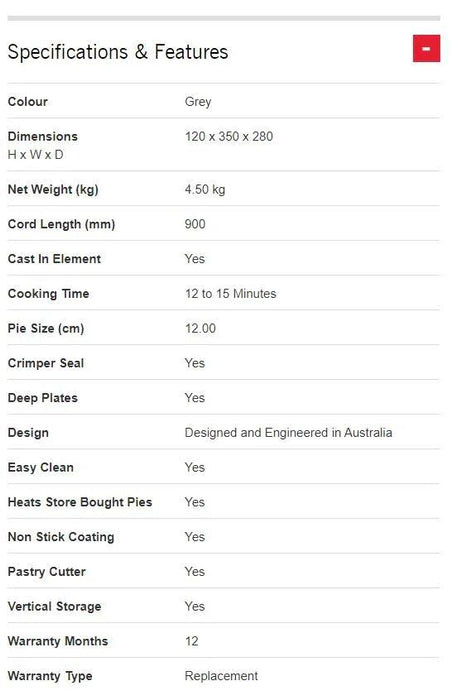 Sunbeam Pie Magic Traditional Size 4 Up - Pie Maker PM4800 - LX2001 - Homewares, Outdoor, Phone Accessories, Cases, Speakers, Headphones + More -