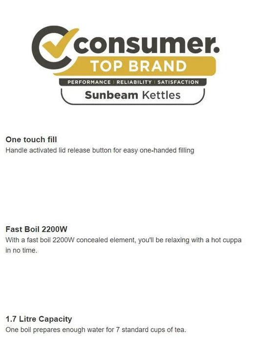 Sunbeam Quantum Stainless Steel Kettle KE6310 9311445024461 - LX2001 - Homewares, Outdoor, Phone Accessories, Cases, Speakers, Headphones + More -