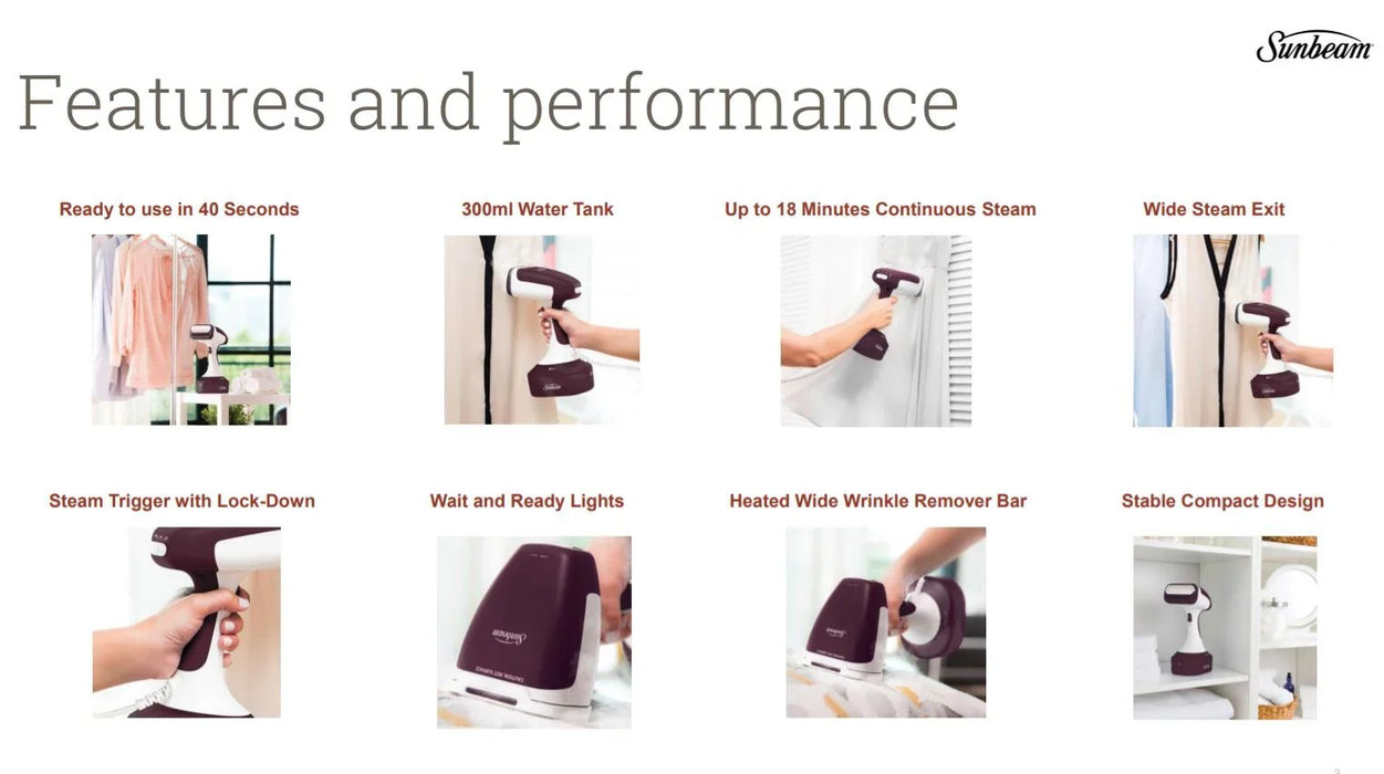 Sunbeam SG1000 Power Steam Handheld Garment Steamer - LX2001 - Homewares, Outdoor, Phone Accessories, Cases, Speakers, Headphones + More -