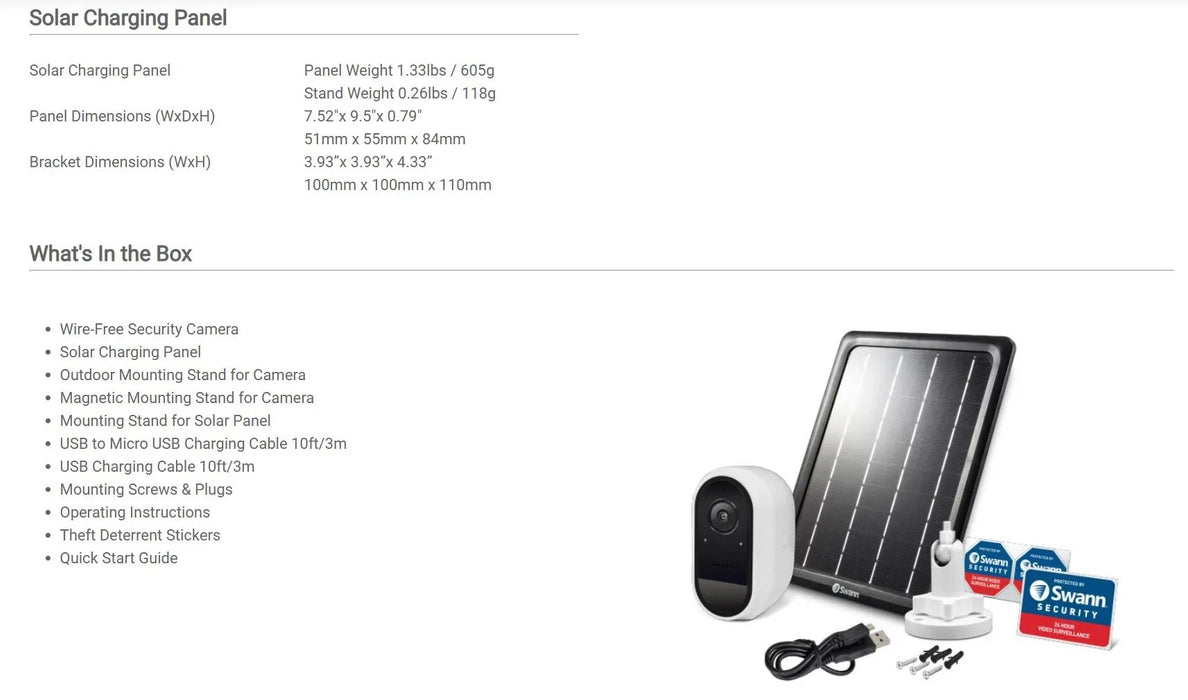 Swann SWIFI Wifi Wireless Security Camera Indoor / Outdoor White w/ Solar Panel - LX2001 - Homewares, Outdoor, Phone Accessories, Cases, Speakers, Headphones + More -